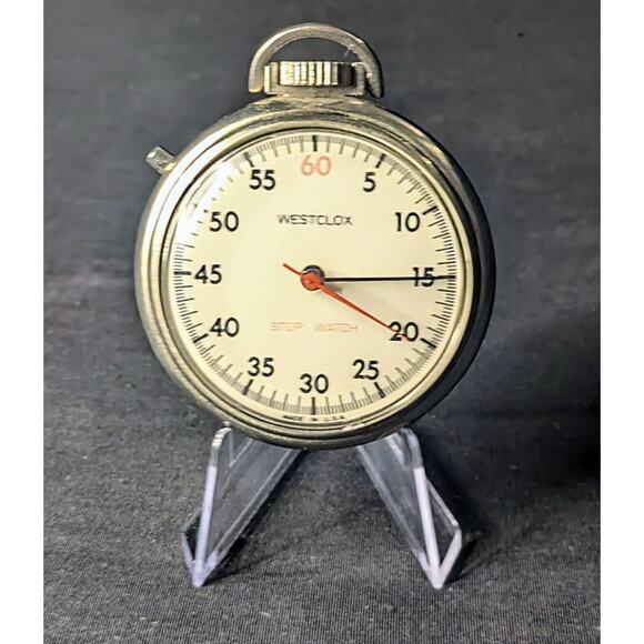 WESTCLOX Vintage Pocket Windup STOP WATCH Made in USA Works Rare! - Picture 1 of 2